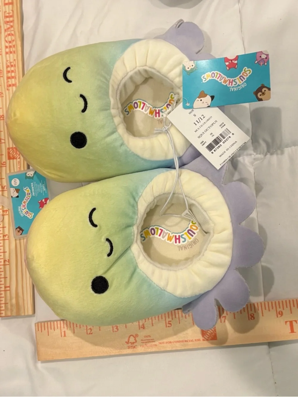 Squishmallows Kids Plush Slippers -size 11/12 new with tags octopus